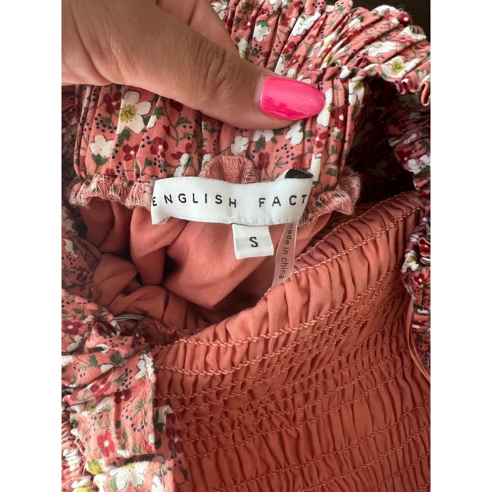 English Factory Rust Floral Smocked Midi Dress - Picture 6 of 6